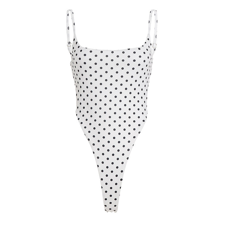Damen Badeanzug mit hochgeschnittenem Design und verspieltem Polka-Dots-Muster Drune