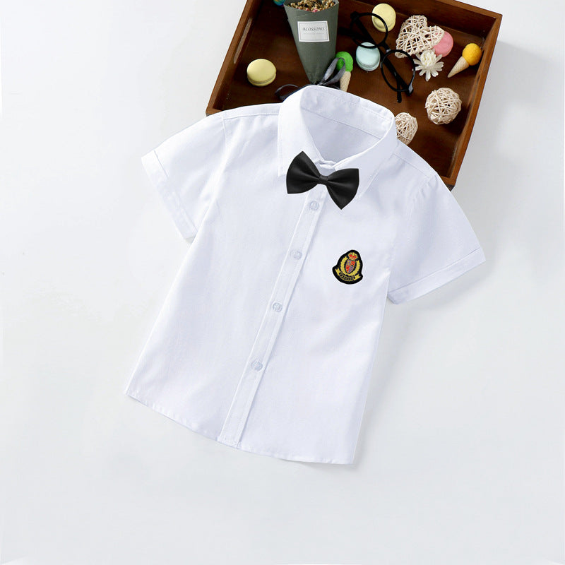 Jungen elegante kurzärmlige Bluse mit Fliege Drune