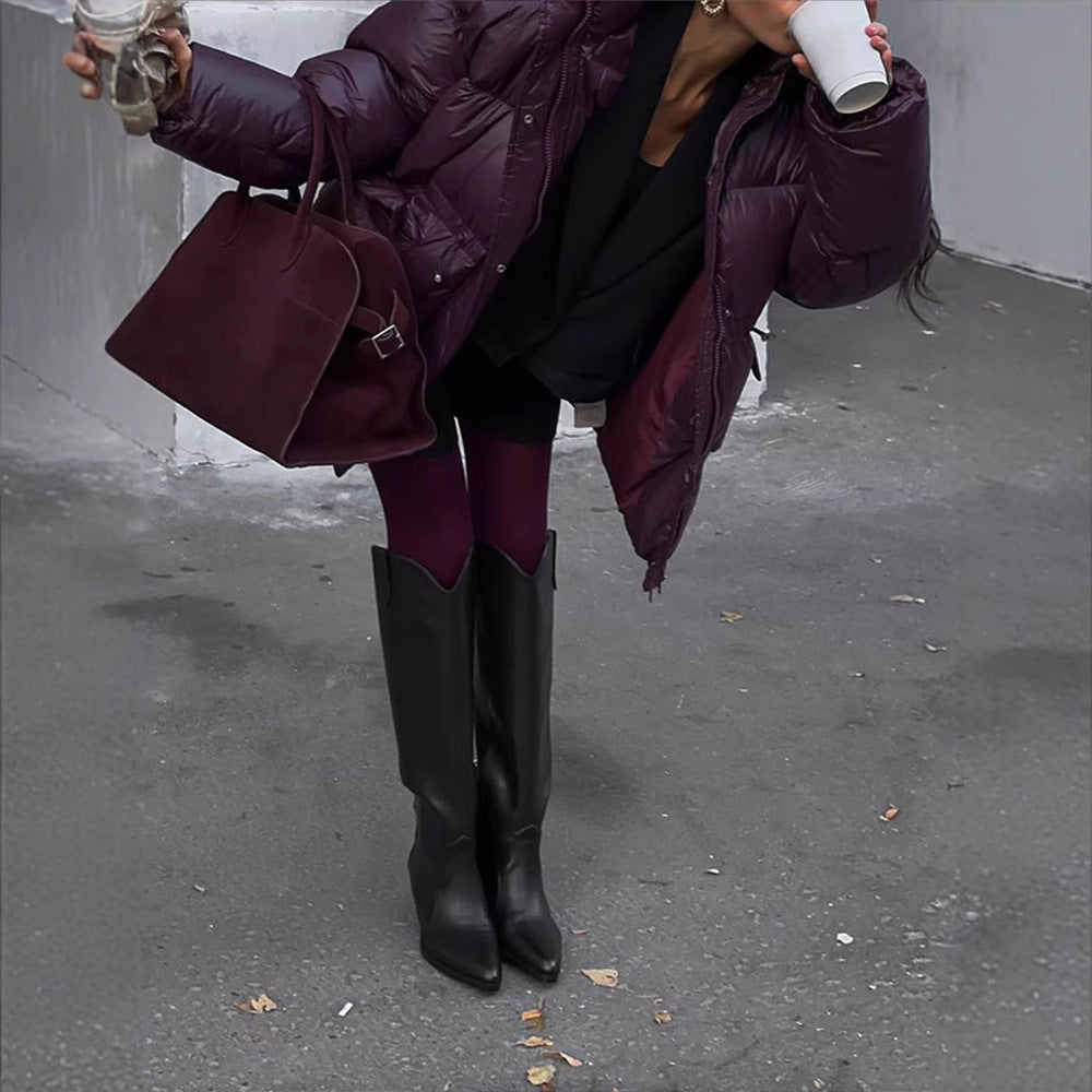 Damen Wattierte Winterjacke mit verstellbarem Taillenzug und Kapuze Drune