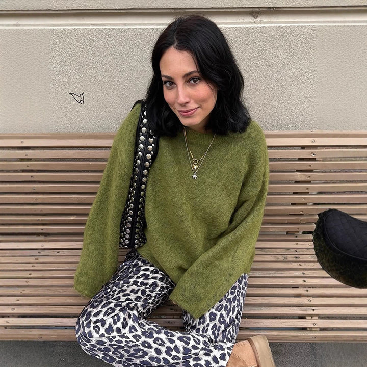 Damen weicher Strickpullover mit bequemem Schnitt Drune