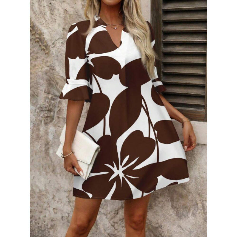 Damen Sommerkleid mit modischem Floral-Design Drune