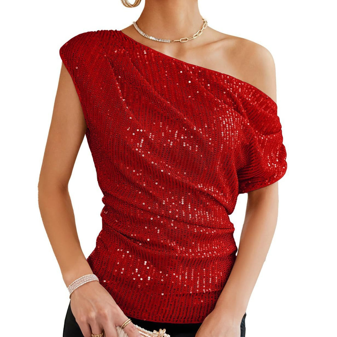 Damen schulterfreies Glamour-Shirt Drune