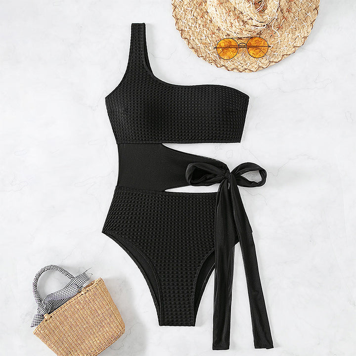 Damen Ein Schulter Bikini mit trendigem Wickeldesign Drune