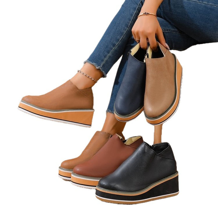 Damen nan Keilabsatz-Stiefelette mit seitlichem Reißverschluss und gepolstertem Komfortfußbett Drune