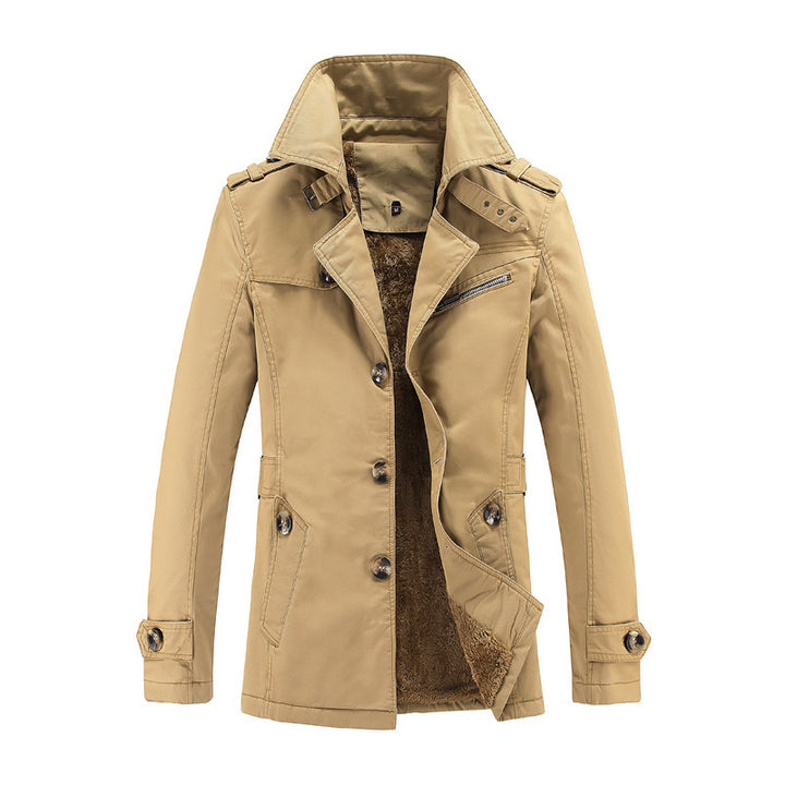 Herren nan legerer Baumwoll-Blazer mit Knopfleiste, aufgesetzten Taschen und gestreiftem Innenfutter Drune
