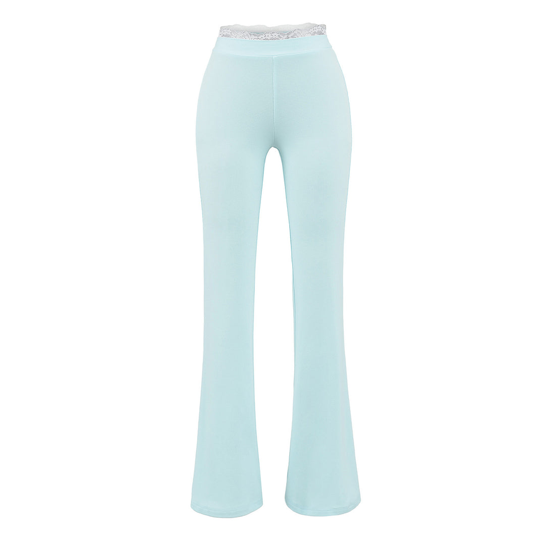 Damen Hochbundige Stretch-Jeans mit Spitzenverzierung Drune