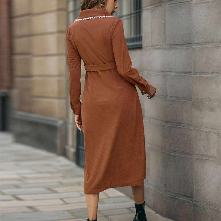 Damen Hemdkleid mit eleganter Knopfleiste und schickem Taillengürtel Drune