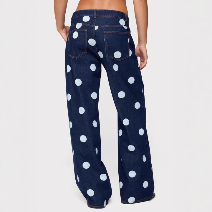 Damen Polka-Dot Denim-Set mit lässiger Schnittführung und angesagten Details Drune