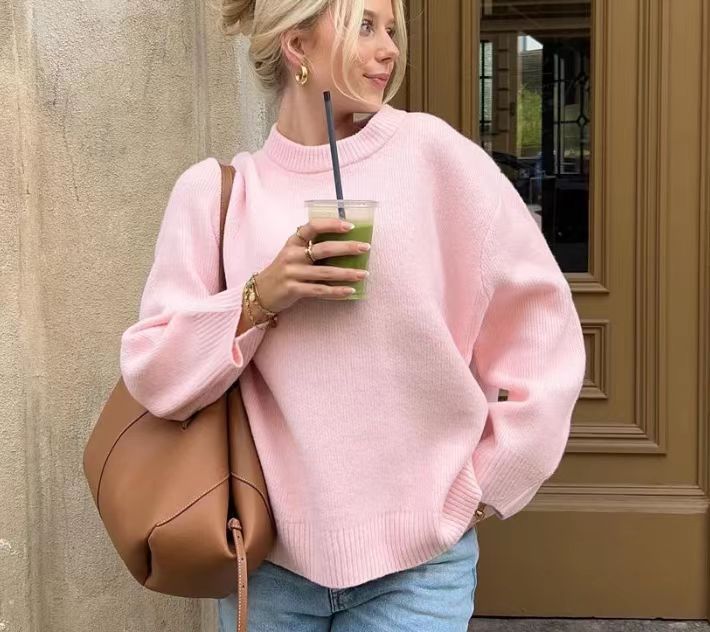 Damen lässiger Pullover mit überschnittenen Schultern Drune