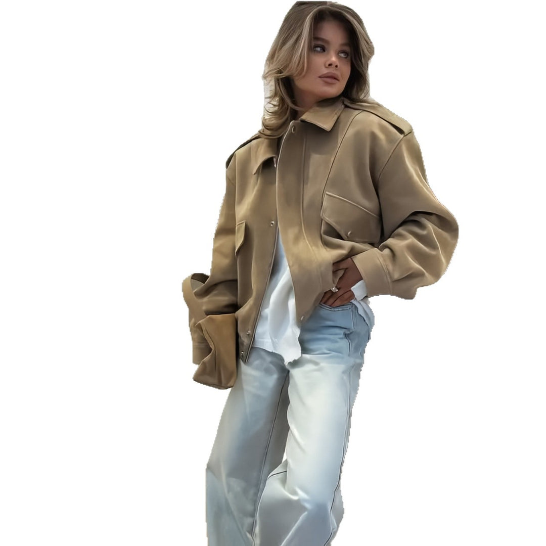 Damen modische Oversized-Jacke mit lässigem Schnitt und praktischen Taschen Drune