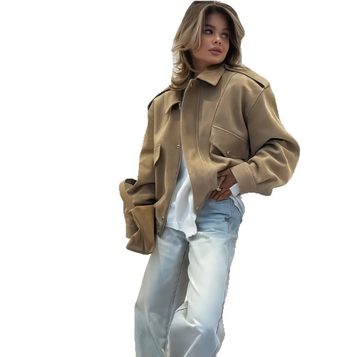 Damen modische Oversized-Jacke mit lässigem Schnitt und praktischen Taschen Drune