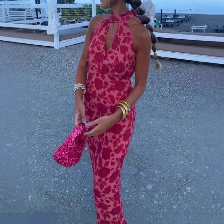 Damen Elegantes Abendkleid mit raffiniertem Ausschnitt und floralem Design Drune