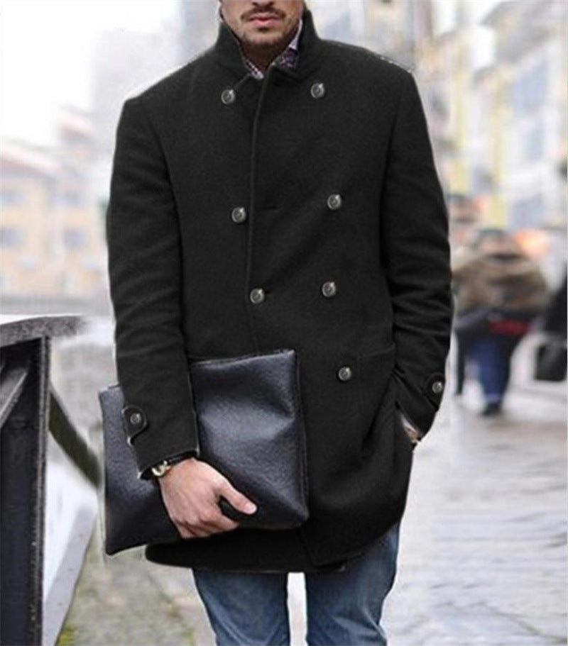 Herren eleganter Wintermantel mit doppelter Knopfleiste und wärmendem Innenfutter Drune