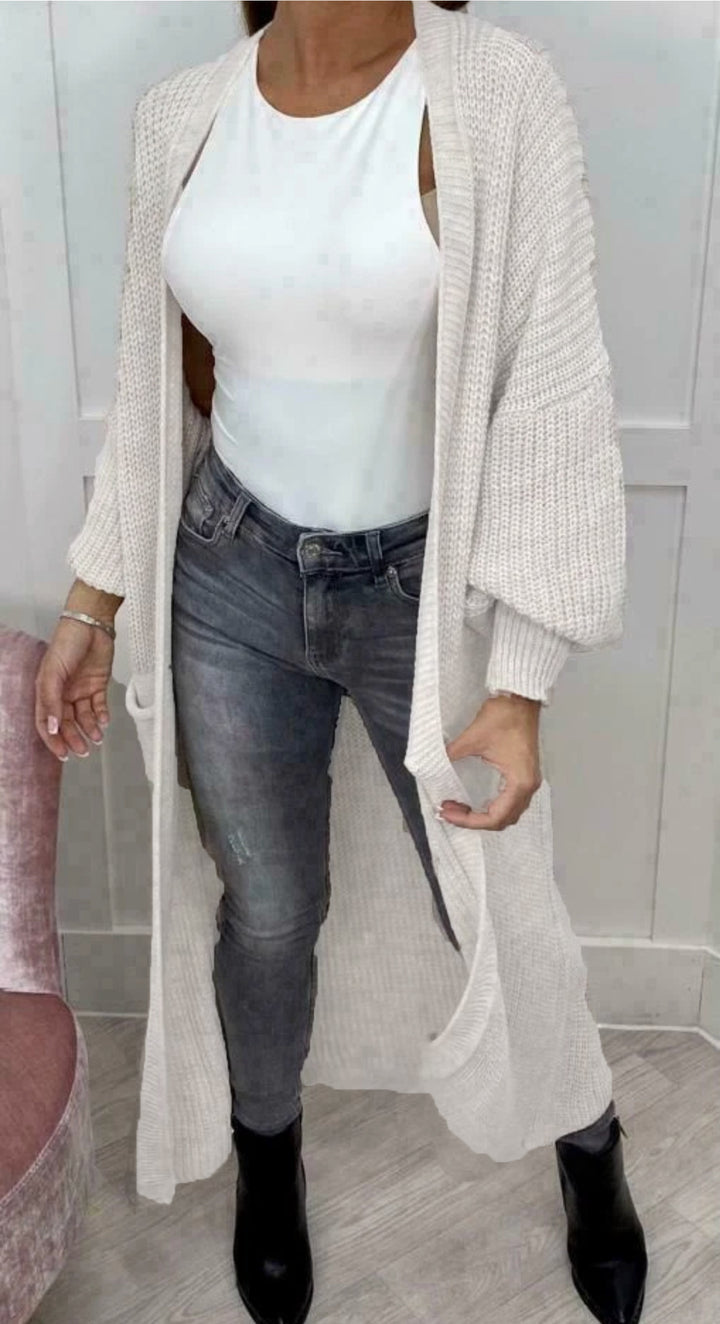 Damen Grobstrickcardigan mit lässiger Passform und langen Ärmeln Drune