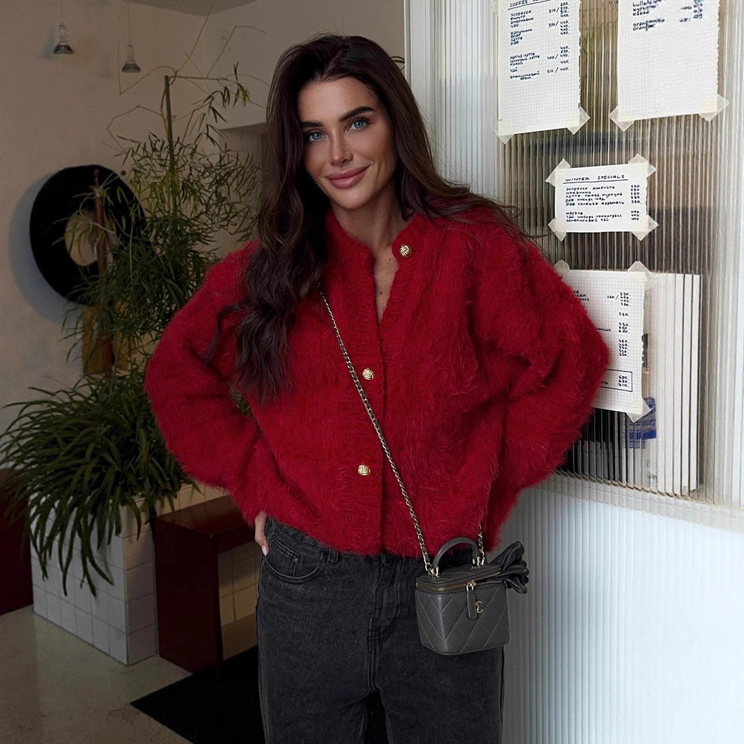 Damen Flauschiger Knit-Pullover aus 100% Nylon mit lässigem Schnitt Drune