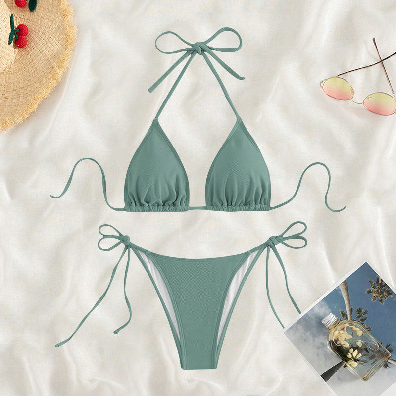 Damen Triangel-Bikini mit verstellbaren Bindebändern und hoher Beinausschnitt Drune