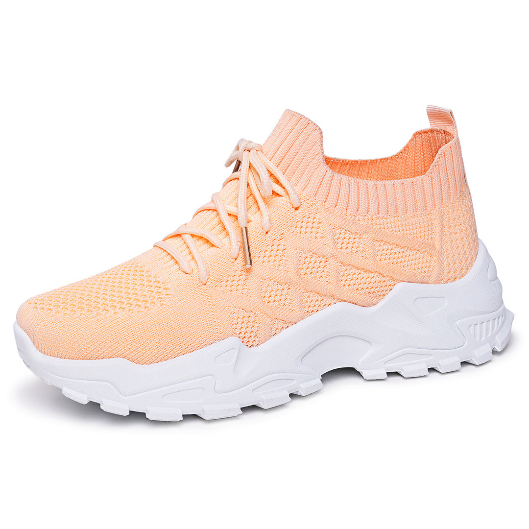 Damen nan gestrickter Plateau-Comfort-Sneaker mit sockenähnlichem Schaft, elastischer Schnürung und geformter Leichtprofilsohle Drune