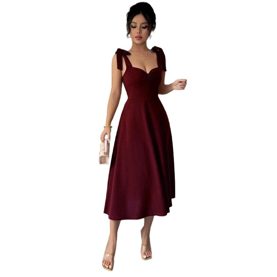 Damen Midi Kleid mit süßen Schleifenärmel Drune