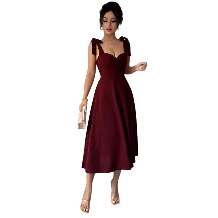 Damen Midi Kleid mit süßen Schleifenärmel Drune