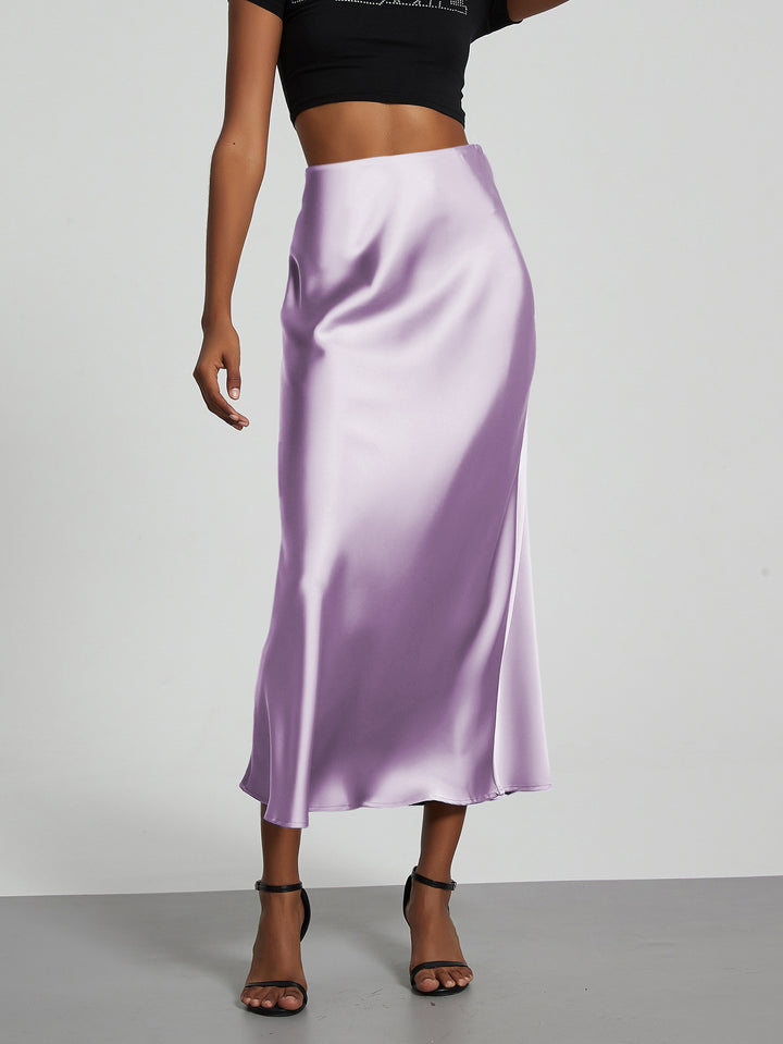 Damen Elegante und fließende Satin Maxiröcke Drune