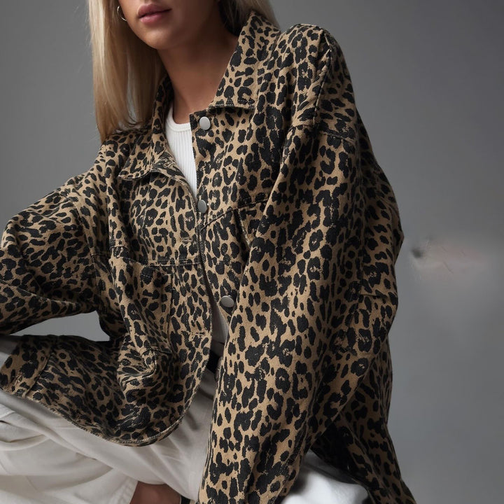 Damen modische Leo-Print Hemdjacke Drune