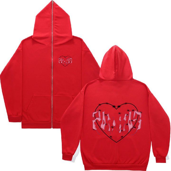 Damen Kapuzenjacke mit einzigartigem Herzdesign und durchgehendem Reißverschluss Drune