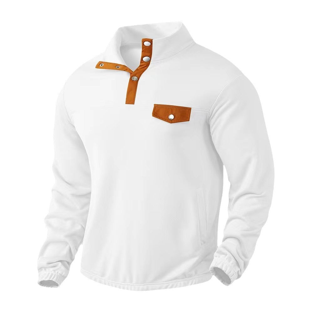 Herren Modischer Pullover mit halbem Reißverschluss und praktischer Brusttasche Drune