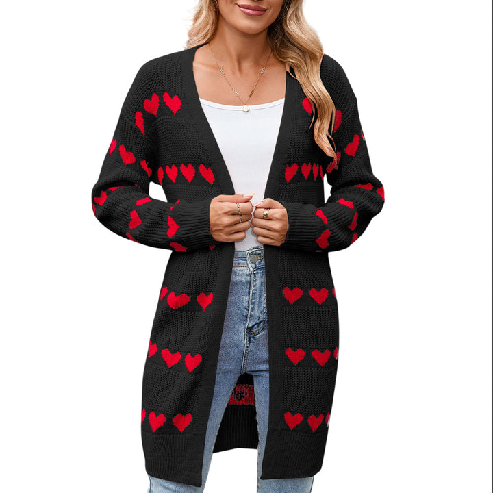 Damen Strickjacke mit herzförmigem Muster Drune
