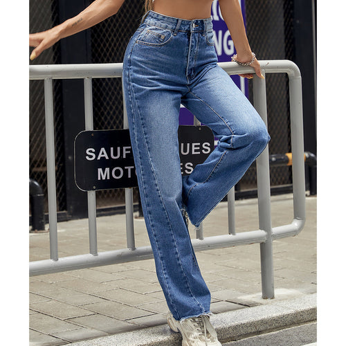 Damen High-Waist Jeans im klassischen Schnitt mit lässigem Bootcut Drune