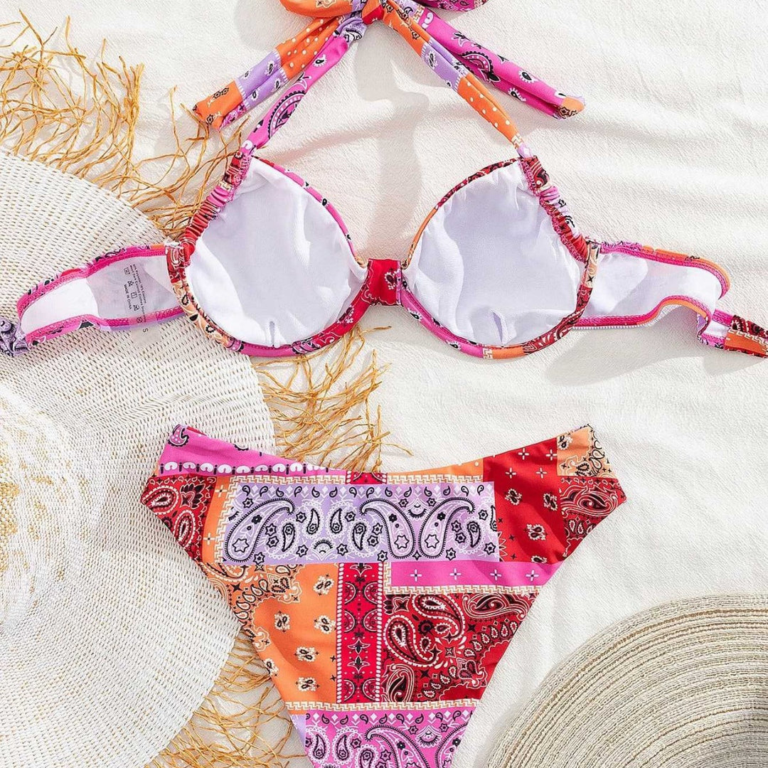 Damen Triangel-Bikini mit verstellbarem Unterteil und einzigartigem Muster Drune