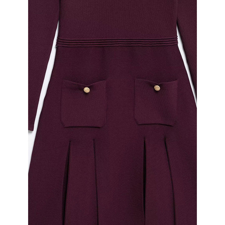 Damen Strickkleid mit Taschen und Knopfdetails Drune