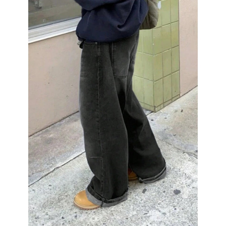 Damen High-Waist Baggy Jeans mit einzigartigem Waschungsverfahren Drune