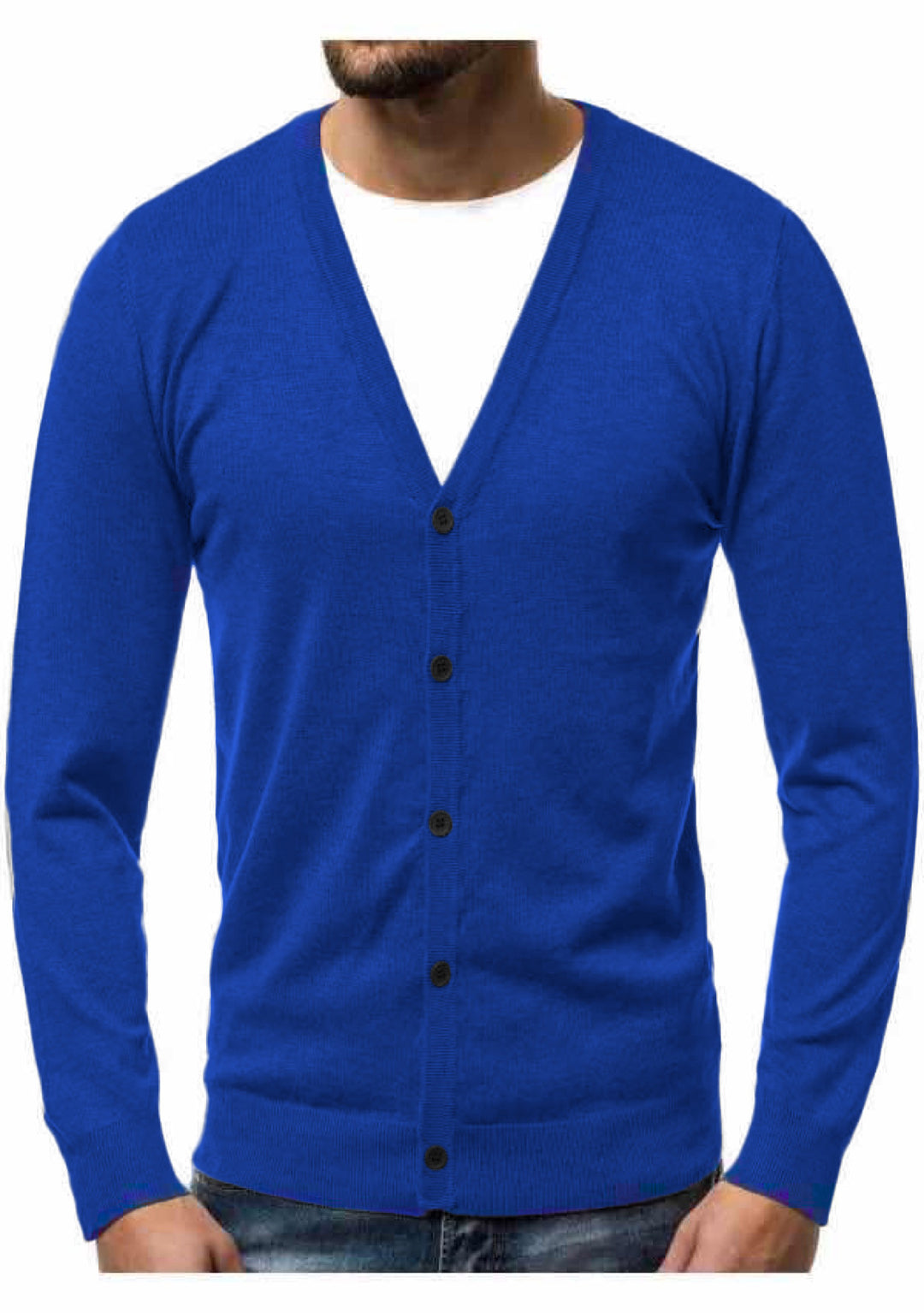 Herren nan Feinstrick-Cardigan mit V-Ausschnitt, schmaler Passform und durchgehender Knopfleiste Drune