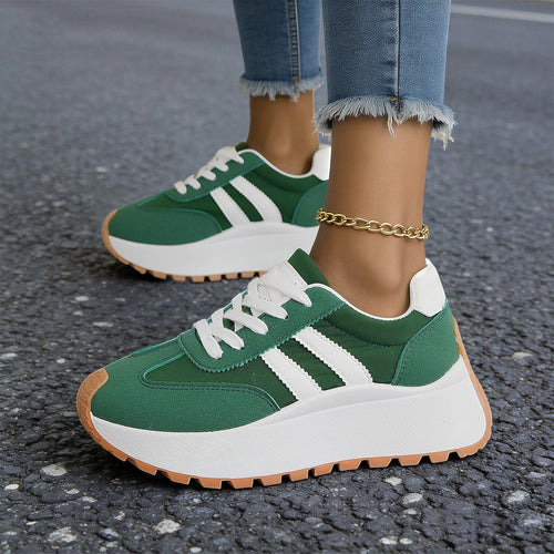 Damen nan Plateau-Chunky-Sneaker mit verstärkter Zehenkappe, profilierter Gummilaufsohle und stoßdämpfender EVA-Zwischensohle Drune