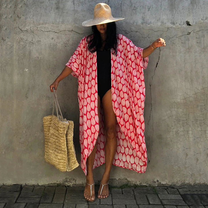 Damen Relaxed Fit Bindeband Strandkleid Drune