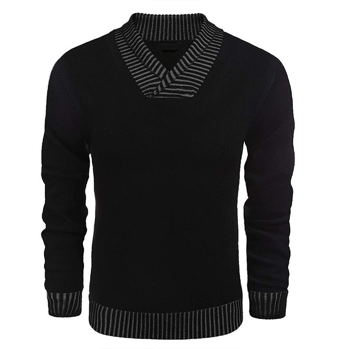 Herren eleganter Strickpullover mit modernem Schalkragen und strukturiertem Oberteil Drune