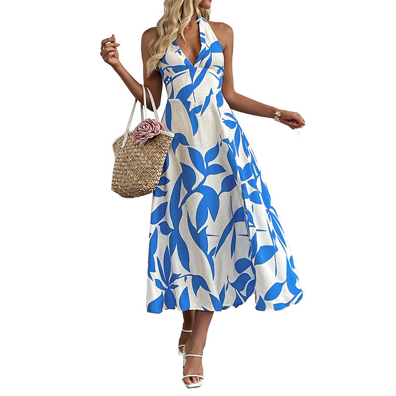 Damen Maxikleid mit hohem Schlitz und floralem Design Drune