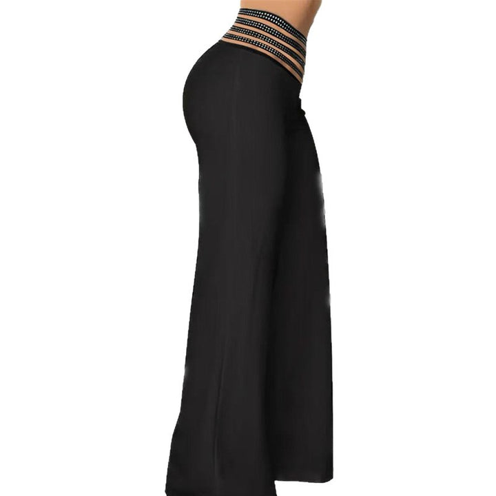 Damen elegante Palazzo-Jeans mit hohem Bund und modischem Webmuster Drune