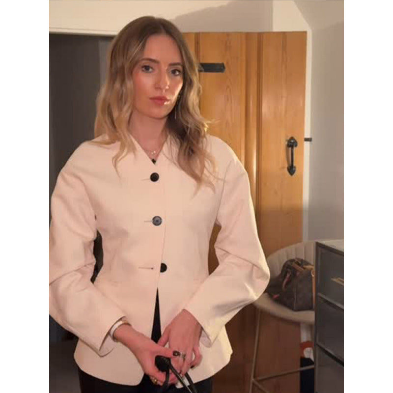 Damen Couture Blazer mit voluminösen Ärmeln und abgerundetem Kragen Drune