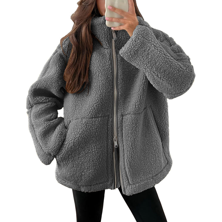 Damen Kuschelige Teddy-Jacke mit Reißverschluss Drune
