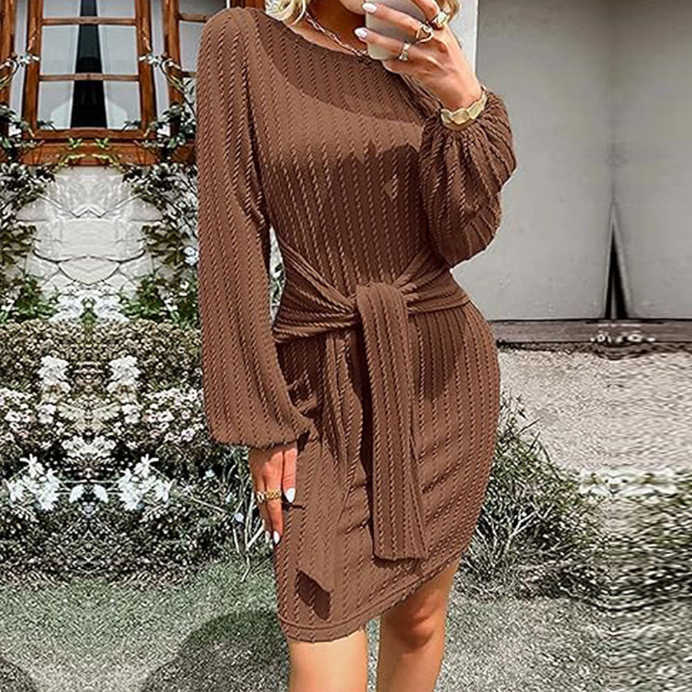 Damen Wickelkleid mit strukturiertem Stoff und eleganten Rüschendetails Drune