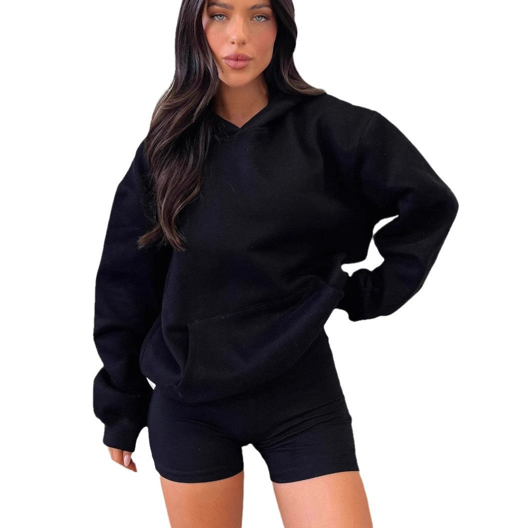 Damen lässiger Kapuzenpullover mit Kängurutasche Drune