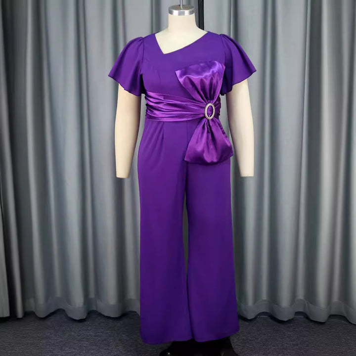 Damen eleganter Jumpsuit mit dekorativer Schleifenapplikation Drune