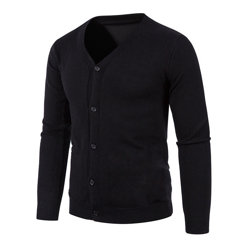 Herren stilvolle Strickjacke mit tiefem V-Ausschnitt und Knopfleiste Drune