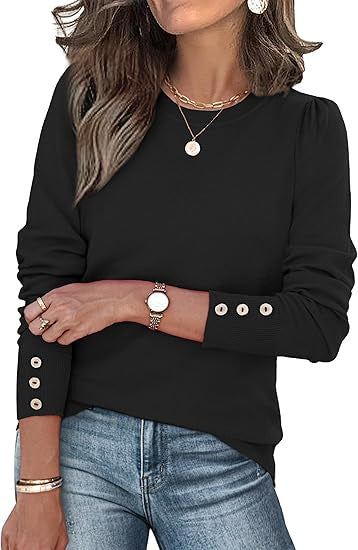 Damen lässiger Pullover mit Knopfdetails Drune