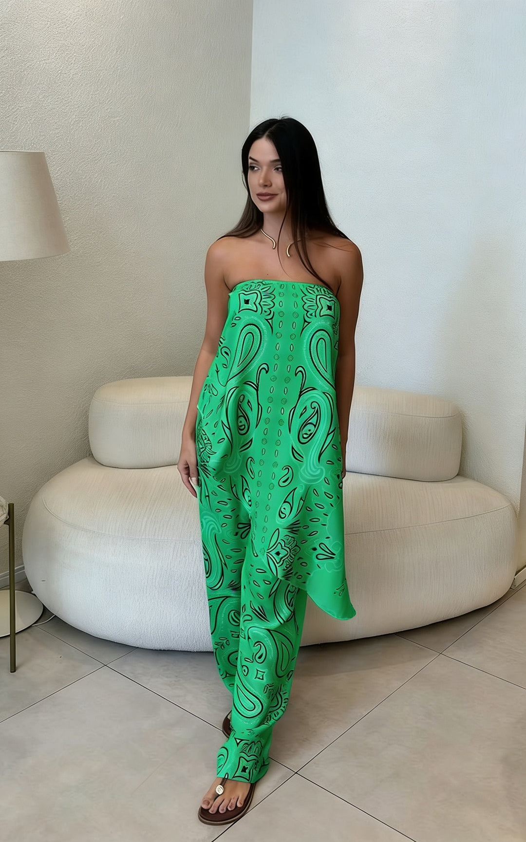 Damen lässiger Jumpsuit mit weitem Schnitt und stylischem Muster Drune
