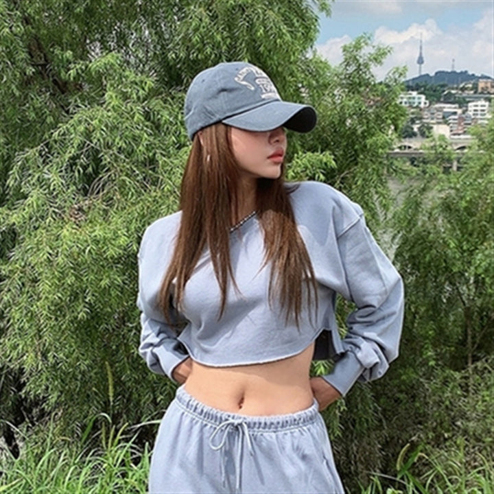 Damen lässiges Crop-Set mit elastischer Hose Drune