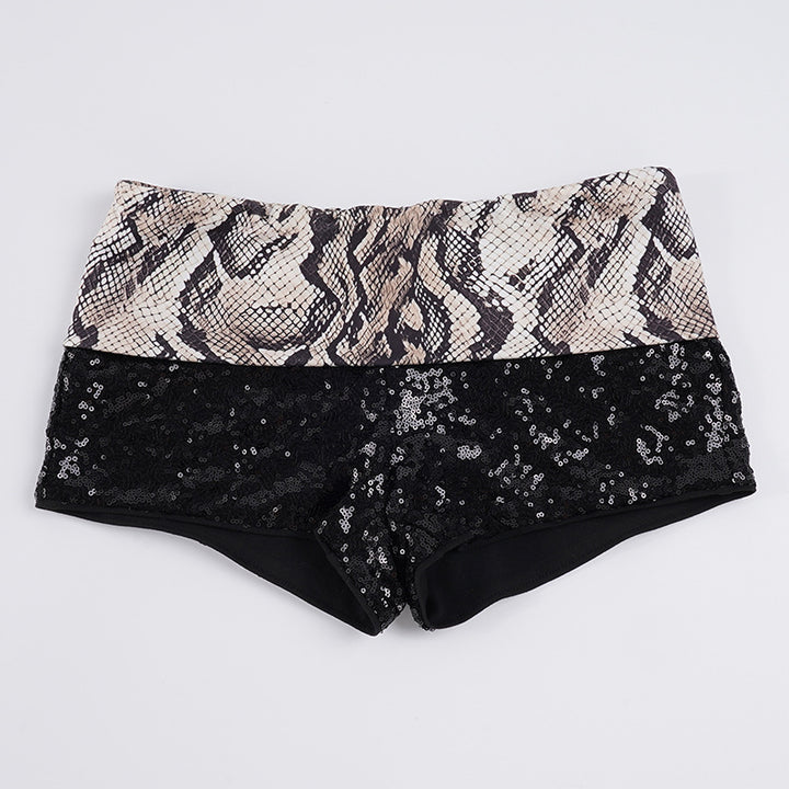 Damen Glitzerndes Minikleid mit Leopardenmuster und Spaghettiträgern Drune