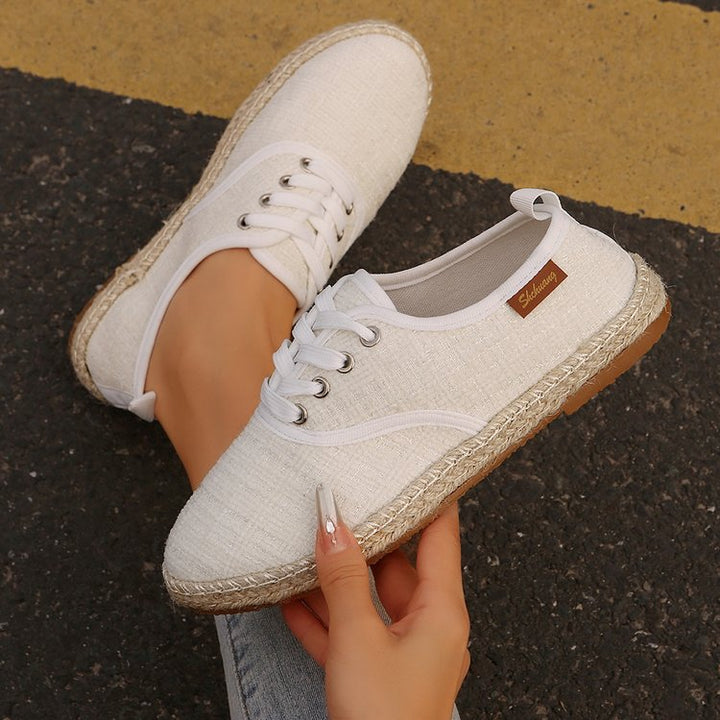 Damen  atmungsaktive Strick-Espadrilles mit geflochtener Jute-Sohle und flexiblem Memory-Fußbett Drune