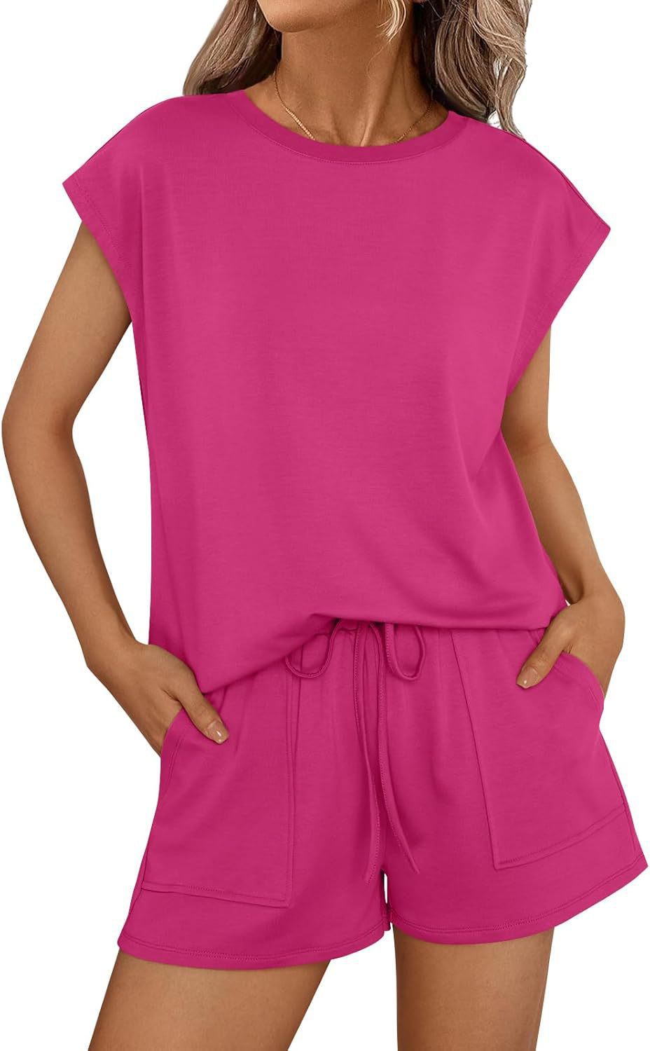 Damen lässiges Zweiteiliges Set mit weitem Oberteil und Shorts Drune